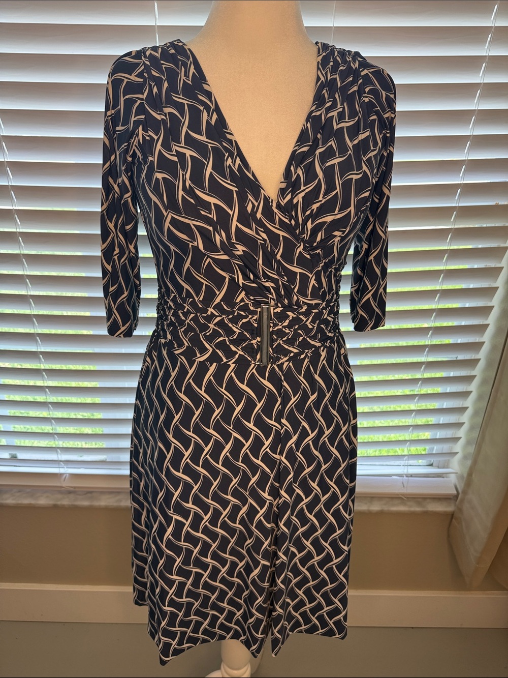 Navy blue Geometric Wrap Dress